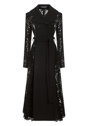 Dolce & Gabbana lace-detail double-breasted coat - Black