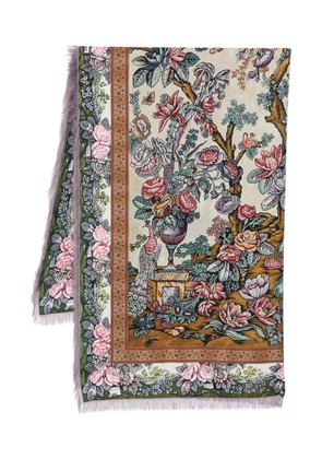 Pierre-Louis Mascia floral fringed scarf - Neutrals