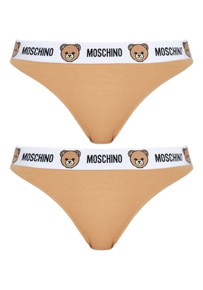 Moschino logo-waistband briefs (pack of two) - Neutrals