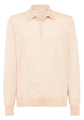 Brunello Cucinelli cashmere-silk knitted polo shirt - Orange