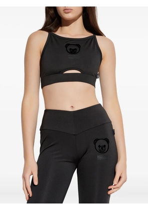 Moschino teddy bear-motif sports bra - Black