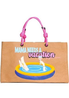 Brigitte graphic-print beach bag - Neutrals