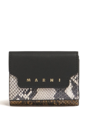 Marni leather python-print wallet - Brown