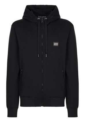 Dolce & Gabbana logo-tag zip-up hoodie - Blue