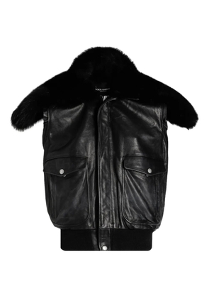 Dolce & Gabbana fur-collar leather gilet - Black