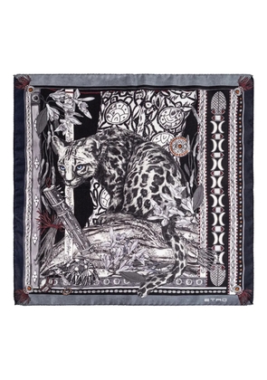 ETRO floral animal print scarf - Black