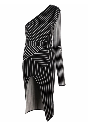 Rick Owens geometric stripe one-shoulder dress - Black