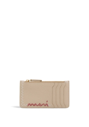 Marni logo-embroidered wallet - Neutrals