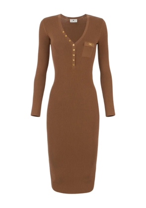 Elisabetta Franchi ribbed midi dress - Brown
