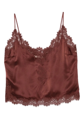 DÔEN lace-trimmed satin top - Brown