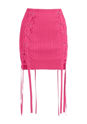 Hervé Léger rbbed tie mini skirt - Pink