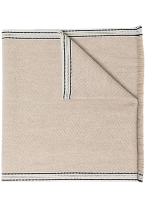 Brunello Cucinelli striped-border cashmere scarf - Neutrals
