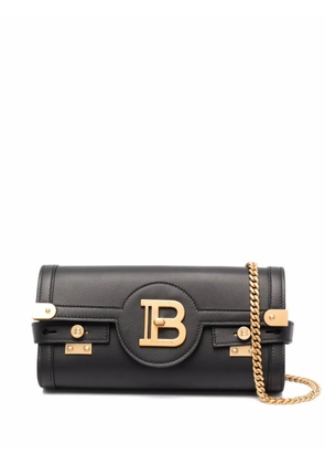 Balmain logo-clasp leather clutch - Black
