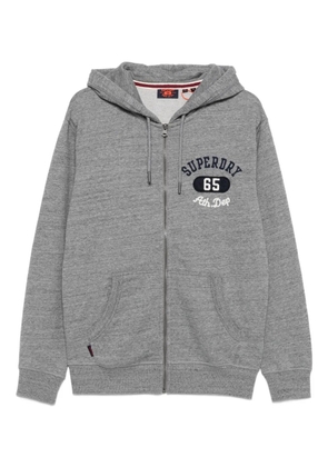 Superdry logo-embroidered zip-up hoodie - Grey