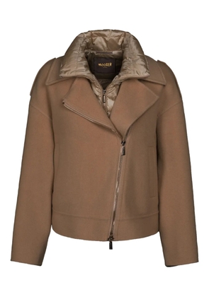 Moorer layered zip-up coat - Brown