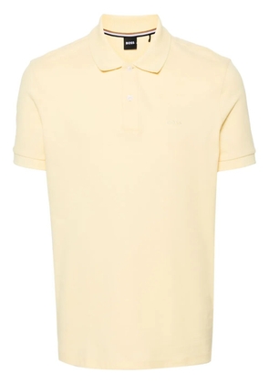 BOSS logo-embroidered cotton polo shirt - Yellow