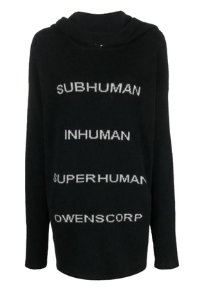 Rick Owens intarsia-knit pullover hoodie - Black