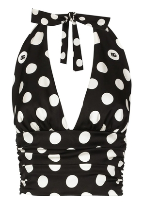 Dolce & Gabbana polka-dot cropped top - Black