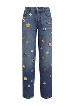 Dolce & Gabbana embroidered embellished straight jeans - Blue