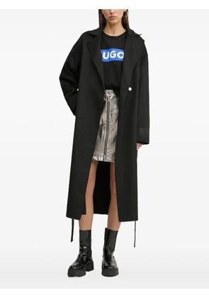 HUGO belted-waist lapel coat - Black