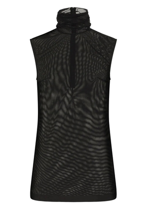 Dolce & Gabbana DG-logo roll-neck tulle blouse - Black