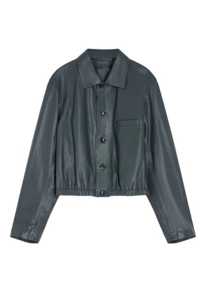 LEMAIRE buttoned-up elasticated leather jacket - Grey