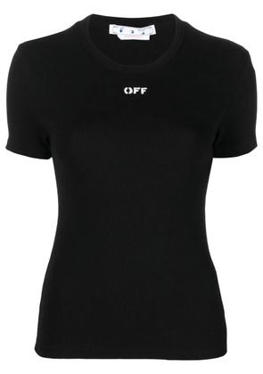 Off-White logo-print ribbed T-shirt - Black