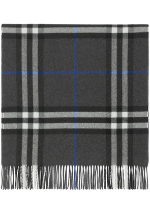 Burberry check-print fringed cashmere scarf - Grey