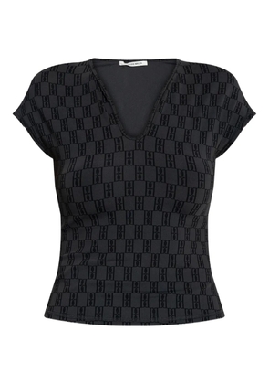 By Malene Birger Venazia monogram-pattern V-neck top - Black