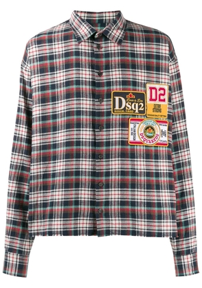 DSQUARED2 plaid logo patch shirt - Blue