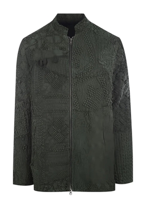 By Walid crochet-textured zip-front coat - Blue