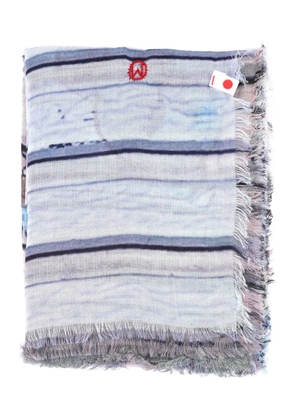 TALKING WALLS graphic-print scarf - Blue