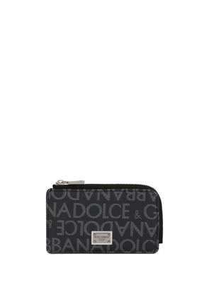 Dolce & Gabbana logo-jacquard zip around wallet - Black
