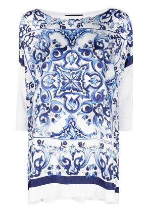 Dolce & Gabbana Majolica-print silk blouse - White