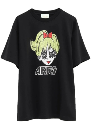 Aries logo-print cotton t-shirt - Black