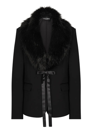 Dolce & Gabbana faux-fur collar blazer - Black