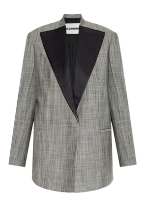 Jil Sander satin-lapel checked jacket - Grey