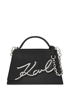 Karl Lagerfeld medium Signature leather cross body bag - Black