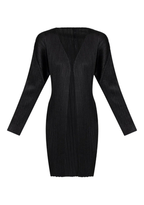 Pleats Please Issey Miyake long-slevees pleated coat - Black