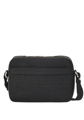 Ferragamo logo-embossed leather shoulder bag - Black