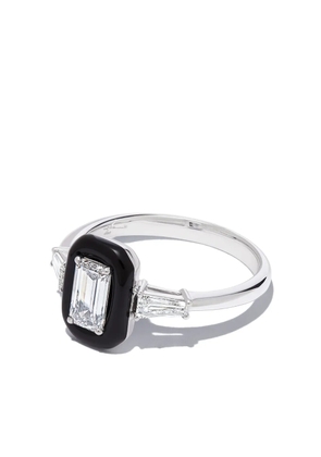 Nikos Koulis 18kt white gold diamond and enamel ring - Silver