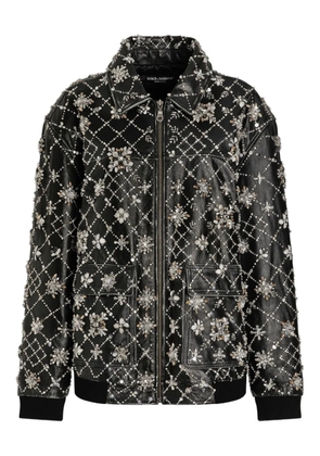 Dolce & Gabbana embellished quilted leather coat - Black