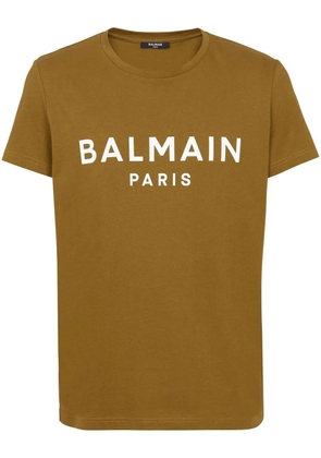 Balmain logo-print organic-cotton T-shirt - Brown