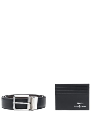Polo Ralph Lauren logo-stamp cardholder and belt set - Black