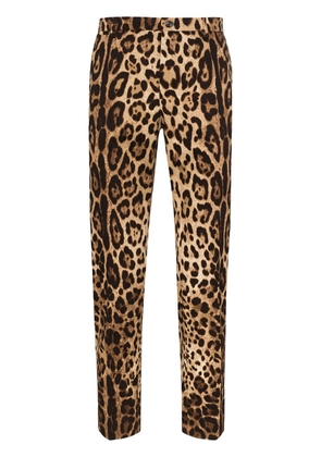 Dolce & Gabbana leopard-print tailored trousers - Brown