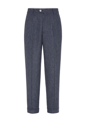 Brunello Cucinelli Prince of Wales double-pleated check trousers - Blue