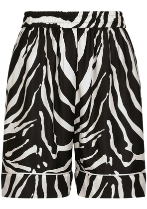 Dolce & Gabbana zebra-print twill pajama shorts - Black