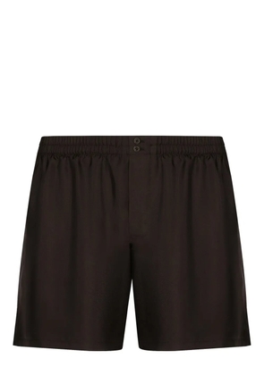 Dolce & Gabbana logo-appliqué silk shorts - Brown
