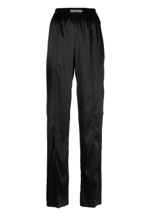 TOM FORD high-waisted straight-leg silk trousers - Black