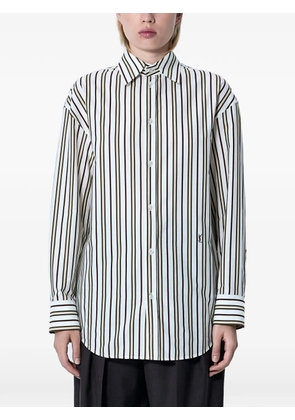 Saint Laurent striped logo embroidery shirt - White